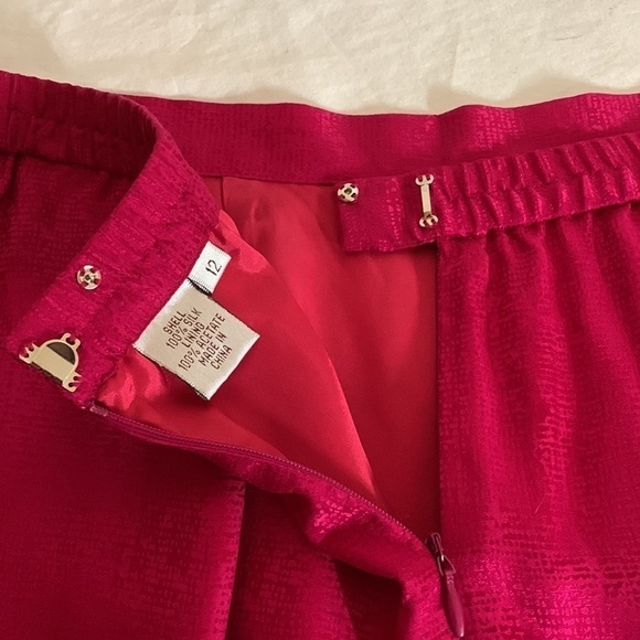 Vibrant Pink 100% Silk MIDI Skirt, 12 - Picture 4 of 7